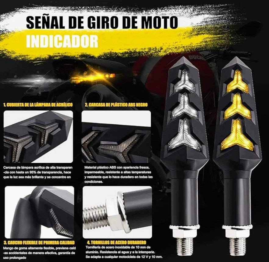 ↔️ Direccionales LED Universales para Motocicleta “Hazte ver. Señala con estilo. Sé seguro.”🏍️