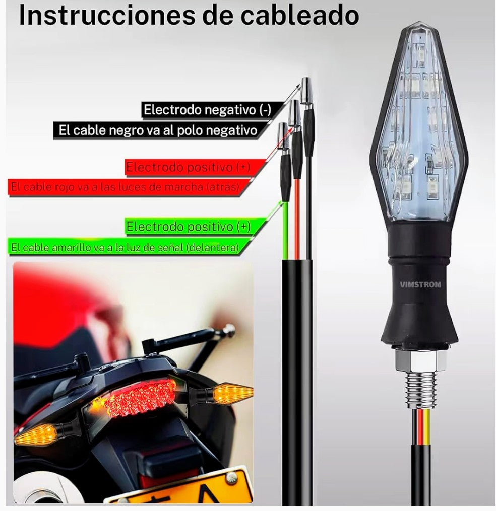 ↔️Paquete de 4 Direccionales LED de Doble Función para Motocicleta ↪️↩️ “Hazte ver. Señala con estilo. Sé más seguro.”