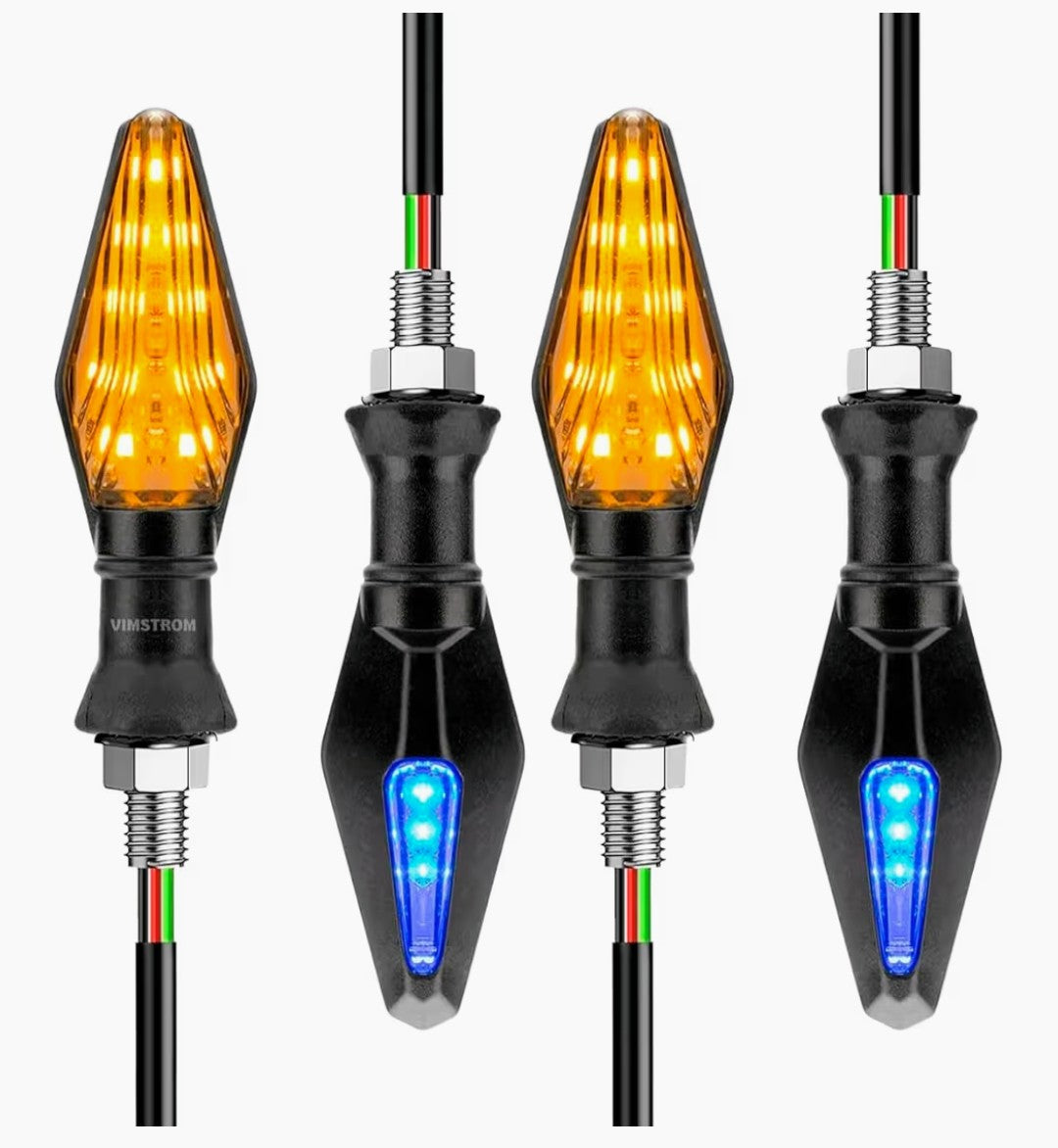↔️Paquete de 4 Direccionales LED de Doble Función para Motocicleta ↪️↩️ “Hazte ver. Señala con estilo. Sé más seguro.”