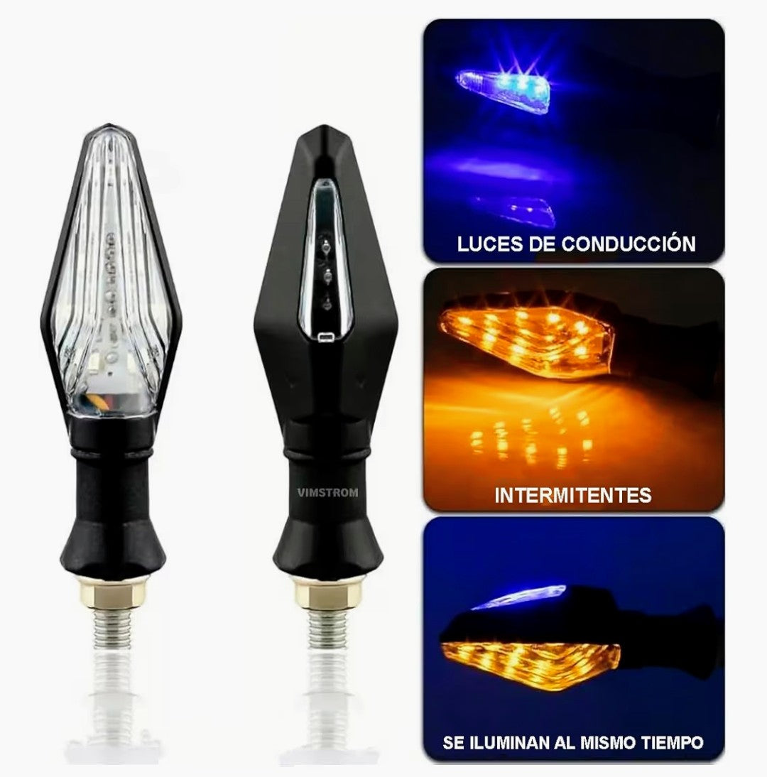 ↔️Paquete de 4 Direccionales LED de Doble Función para Motocicleta ↪️↩️ “Hazte ver. Señala con estilo. Sé más seguro.”